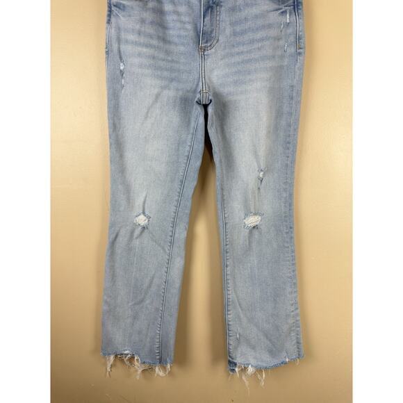 PISTOLA Medium Wash Straight Crop Jeans with Raw Hem, Distressed, Mid Rise 27 - Picture 3 of 14